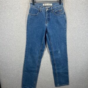 Harley Davidson Straight Leg Jeans Women Size 12 Blue‎ Denim High Rise Moto EUC